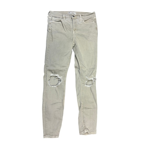 Free People Denim - Free People Womens Distressed Skinny Jeans Khaki Tan Stretch Denim Size 29R -BA